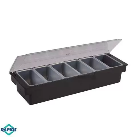 Condiment Garnish Tray Caddy For Bar Garnish Fruit Caddy With Lid  4 Compartment 500x500
