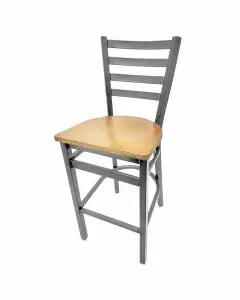 Oak Street Ladderback Metal Frame Barstool Clear Coat with Wood Seat