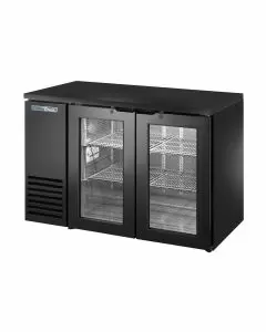 True TBB24-48-2G-Z1-BST-B-1 48" Back Bar Cooler, Glass Door, Black Top and Exterior