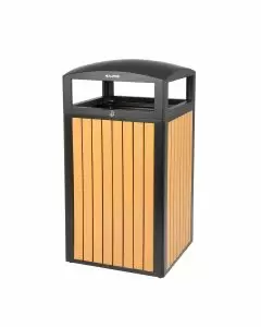 Alpine 40 Gallon All-Weather Trash Container | Cedar Slatted