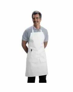 White Full-length Bib Apron for Restaurant Cooks