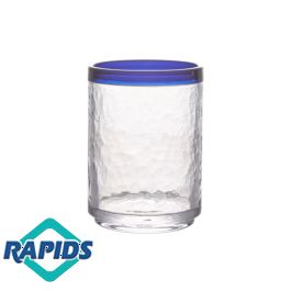 Solera 14oz Double Rock Glass with Textured Blue Rim - Set of 12
