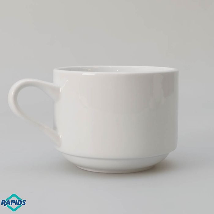 Restaurant Cofffee Cups- 9 oz. Stackable Porcelain Bright White