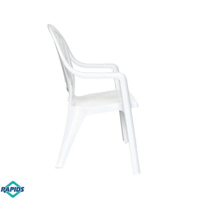 Grosfillex White Fanback Outdoor Armchair – Stackable Commercial