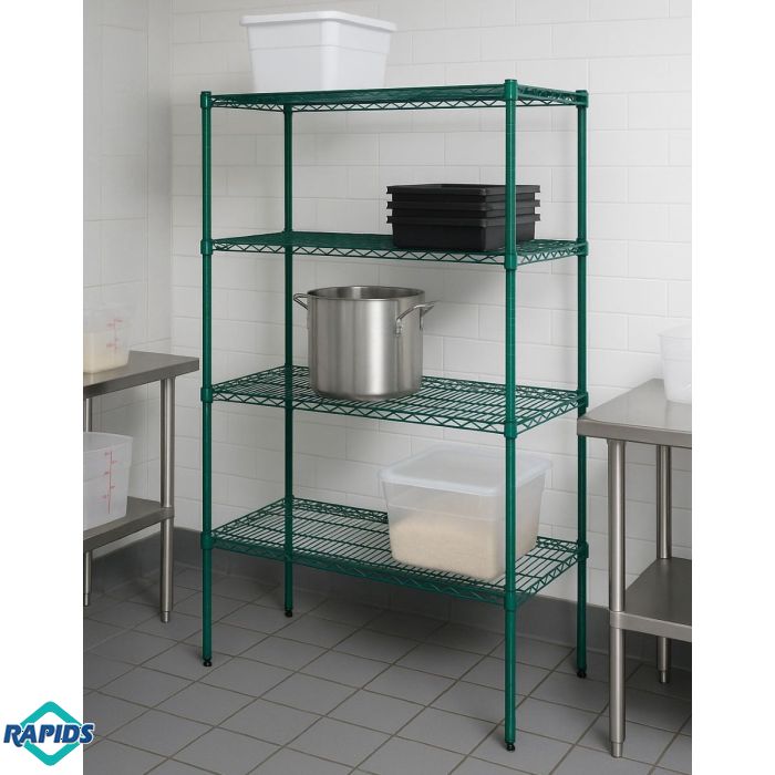 72”W x 24”D Green Epoxy Wire Shelving Kit | NSF Commercial Storage