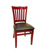 Quickship Wood Schoolhouse Chair | Mahogany Finish | Padded Vinyl Seat | Choose Vinyl Color