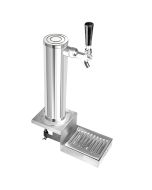 Clamp On Single Faucet Beer Tower with Drip Tray, Polished SS Finish