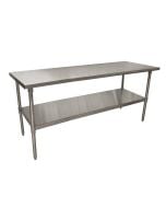 Stainless Steel Work Table 72" x 24" with Galvanized Leg & Undershelf