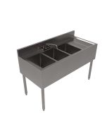 BK Resources UB4-21-348RS Three Compartment Underbar Sink, 48" W | Side View