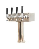 4 Faucet Beer Tower Chrome "T" Style 3" Column