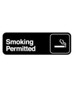 Black and White Plastic "Smoking Permitted" Sign, 9" x 3", Adhesive Backing