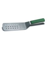 Dexter 8" x 3" Perforated Turner, Stainless Steel, Green Handle