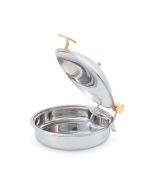 Vollrath 46121 6 qt. Intrigue Round Stainless Steel Induction Chafer with Brass Trim