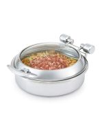 Vollrath 46125 6 qt. Intrigue Glass-Top Round Stainless Steel Induction Chafer