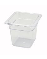 Winco SP7606 Polyware 1/6 Size Clear Polycarbonate Food Pan, 6" Deep