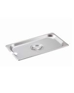 Silver Slotted One Third Size Steam Table Pan Cover with Handle