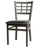 Oak Street Window Pane Back Commercial Dining Chair with Metal Frame | Vinyl Seat