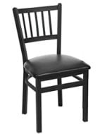 Oak Street Vertical Slat Back Dining Chair, Black Metal Frame | Choose Vinyl Seat Color