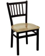Oak Street Vertical Slat Back Dining Chair, Black Metal Frame | Choose Wood Seat Stain