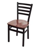 Oak Street Ladderback Dining Chair with Wood Seat | Black Metal Frame | Choose Finish