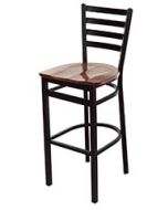 Metal Ladder Back Commercial Bar Stool with Wood Seat