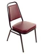 Oak Street Wine Vinyl Stackable Banquet Chair w/ Padded Seat | Tapered Square Back