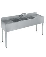 Krowne 18-53C 3 Compartment Bar Sink, 2 Drainboards (60" Wide) 