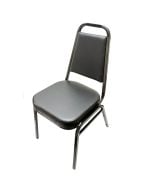 Oak Street Black Vinyl Stackable Banquet Chair w/ Padded Seat | Tapered Square Back