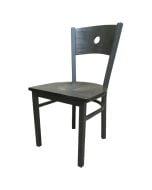Oak Street Bullseye Dining Chair | Black Metal Frame | Wood Seat and Back | Choose Finish