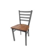 Oak Street Clear Coat Ladderback Metal Frame Dining Chair with Reclaimed Wood Seat