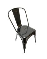 Metal Bistro Dining Chair - Stamped Steel with Gloss Black Coat