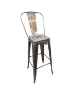 Metal Bistro Barstool - Silver with Clear Coat Finish
