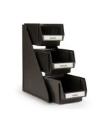 Vollrath Three-Tier Self-Serve Dispenser System Set with 8" Bins Black