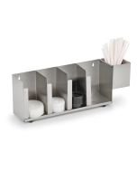 Vollrath Horizontal Lid Organizer with Four Adjustable Lid Compartments and Straw Holder
