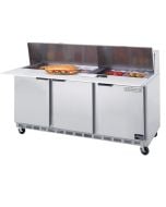 Beverage Air SPE72HC-18M 72" Food Prep Table | 3 Door Stainless Steel 