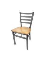 Oak Street Clear Coat Ladderback Metal Frame Dining Chair with Wood Seat