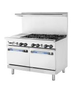 Turbo Air TARG-12G6B Radiance 48" Gas Range 12" Left Griddle 6 Open Burners & Double Standard Ovens