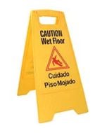 Caution Wet Floor Sign - Yellow, English & Spanish    