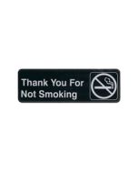 Black and White Plastic "Thank You for Not Smoking" Sign, 9" x 3", Adhesive Backing