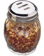 Tablecraft 260SL 6 oz Glass Slotted Shaker for Dried Red Pepper Flakes