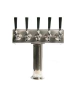 American Beverage 5 Faucet Beer Tower | Stainless "T" Style - 3" Column | Glycol Ready