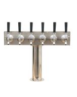 6 Faucet Beer Tower Stainless "T" Style 3" Column Front View