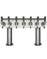 American Bev. Double Pedestal Stainless 7 Faucet Beer Tower