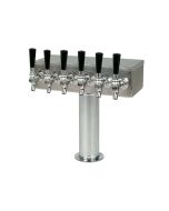 American Beverage 6 Faucet Beer Tower Stainless "T" Style 3" Column - Glycol-Cooled | Smooth Finish