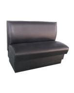 Single Black Upholstered Booth Seat with finished back, sides and kick plate 48" L x 42" H