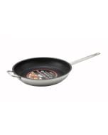 Premium induction-ready stainless steel 12" dia. fry pan with Excalibur non-stick coating.