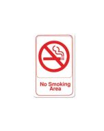 6" x 9" No Smoking Area Adhesive Sign, Red & White   