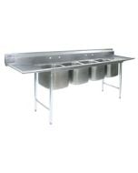 Eagle Stainless Steel 4 Compartment Sink - Two 18" Drainboards   