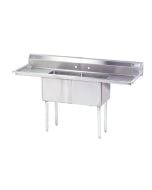 Advance Tabco FE-2-1812-18RL-X Two Compartment Sink | 18x18 Bowls, 18" Drainboards