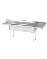 Advance Tabco FE-3-1620-18RL-X 3 Compartment 84" Restaurant Sink, 2 Drainboards